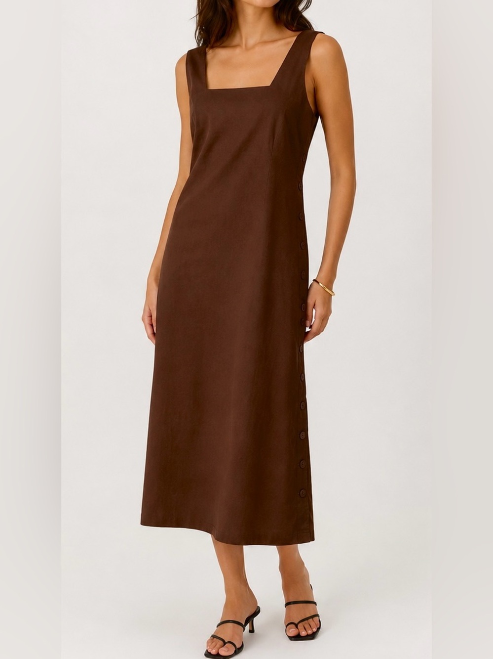 La Redoute Linen Cotton Midi/Maxi Sundress  Chocolate Brown Size 14